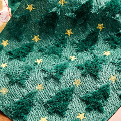 Christmas Trees Table Runner Soft Plush Faux Fur Green Tree - Image 5