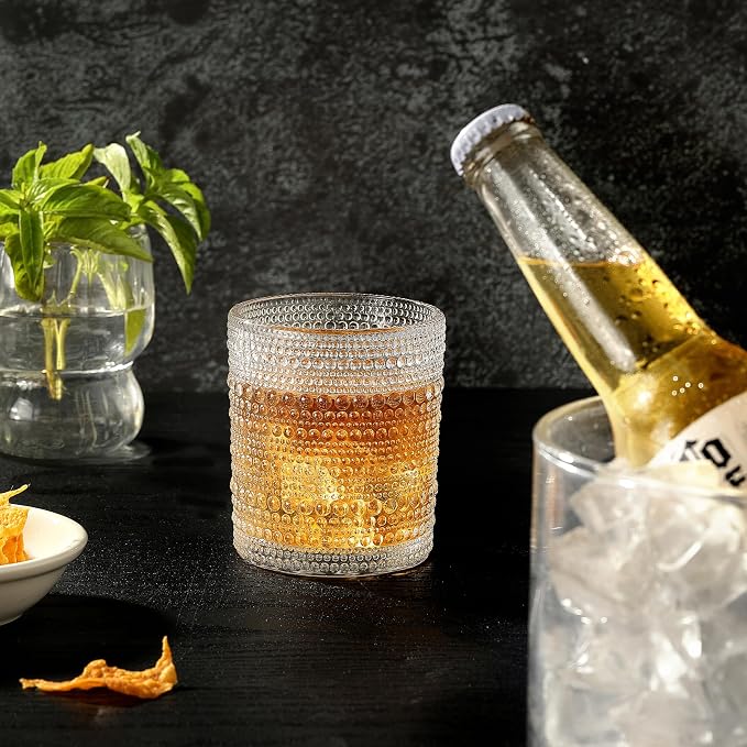 OLULU Cocktail Glasses 10 oz Set of 2, Glass Hobnail Drinking Glasses, Vintage - Image 3
