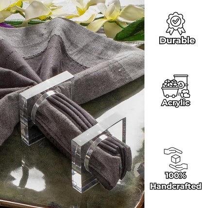 Acrylic Square Napkin Rings, 2.25x2.25x0.5 in each, glossy scratch-resistant - Image 2