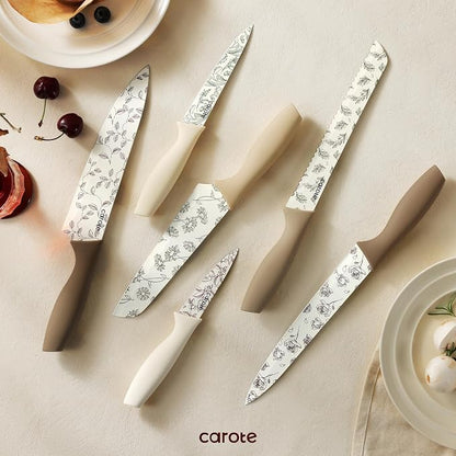 CAROTE Kitchen Knife Set, 6 Floral Knives - Image 7