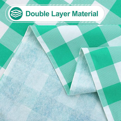misaya Rectangle Waterproof Vinyl Table Cloth, Buffalo Flannel Backed Tablecloth, Wipeable Plastic Table Cover for Dinner, Kitchen, Outdoor (54" x 120", Green and White)