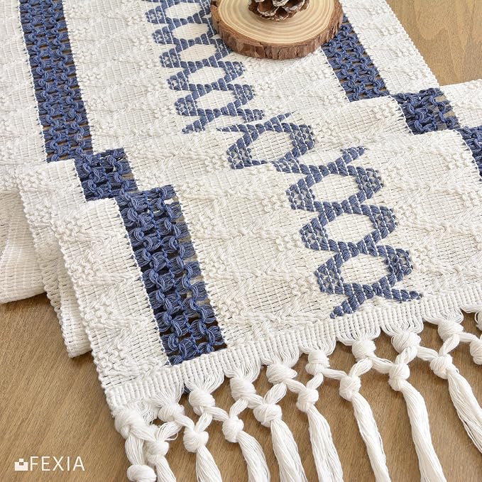 Fall Blue Table Runner for Coffe Table Home Boho Decor 12x72 Inch | 72 Inches - Image 6