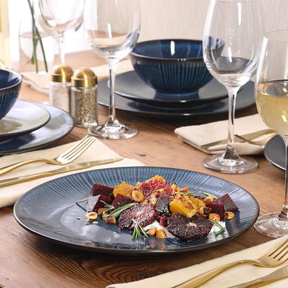 Gibson Elite Midnight Lune Plates and Bowls Sets, 12-Piece Stoneware Dinnerware - Image 5