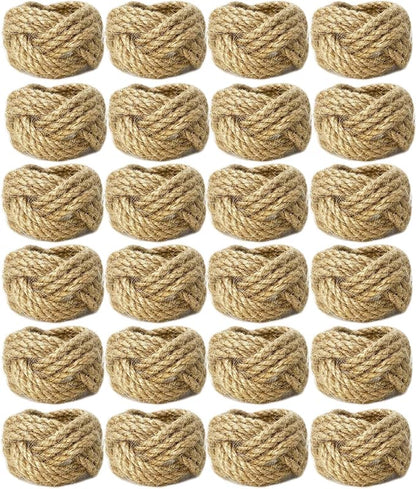 WINGFISH Farmhouse Woven Napkin Rings Set of 24 Burlap Jute Napkin Rings Bulk by Unknown