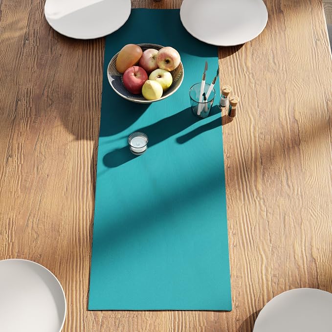 Encasa XO Table Runner, Cotton Canvas Dining Runner 13"x36" | Azul Blue - Image 3