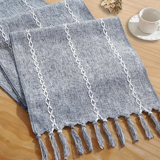 Rustic Boho Table Runner, Farmhouse Table Runners 72 Inches Long by Cenebonxy