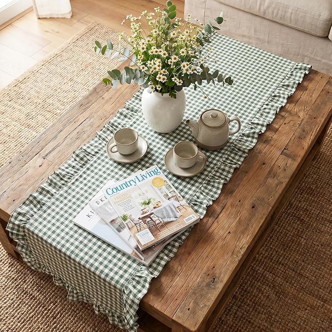 Eternal Beauty 14x120 Gingham Ruffle Table Runner - Image 8