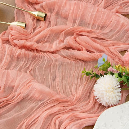 Pink Cheesecloth Table Runner Girl Baby Shower Bridal Decorations | 35x120 - Image 3