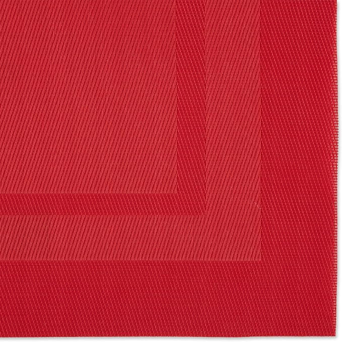 DII PVC Tabletop Collection Woven Indoor/Outdoor, Placemat Set, Tango Red - Image 2