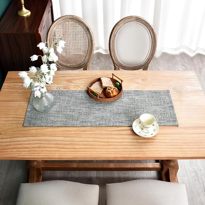 NEWISHER Reversible Double Layer Table Runner Faux Linen Fabric 13x36inch | - Image 7