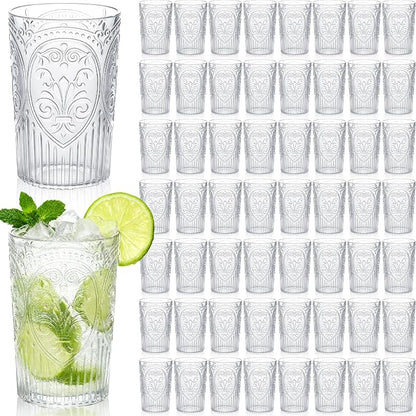 100 Pcs 16 oz Plastic Vintage Drinking Glasses Stemless Ribbed Highball Glasses by Unknown