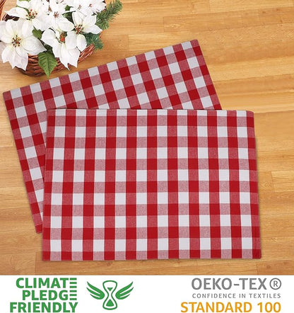 Urban VillaPlacemats for Dining Table 100% Cotton Placemats 14''x20'' Over Sized Tablemats Set of 6Placemats Red/White Buffalo Check Tablemats for Family Dinners Wedding PartiesPlacemats