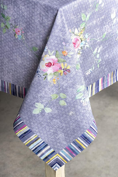 Maison d' Hermine Table Cloth Rectangle Table 100% Cotton 60 x 120 Inches Tablecloth Reusable Decorative for Dining Room Valentines Day Decorations Spring Summer - Sweet Rose Lavender - Country Garden