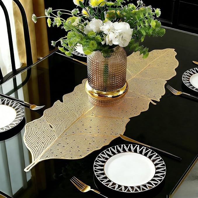 FAVE Gold Table Runner 36 Inches Musaleaf Dining Table Runner | Heat Resistant by FAVE
