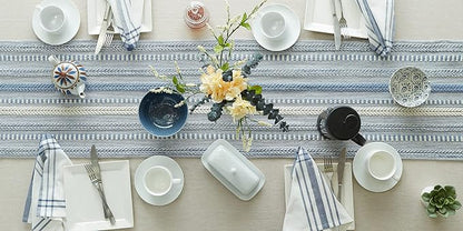 DII Farmhouse Braided Stripe Table Runner Collection, Stonewash Blue - Image 6