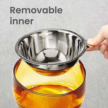 Felli Pet Oblik Acrylic Raised Dog Food Water Bowl Stainless Steel Slanted Oval Dish for Short Leg Puppy & Small Medium Pet, Elevated Tilted Metal Feeder(Gold, 1.5 Cups Oval Dish)