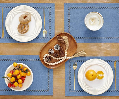 Farmhouse Burlap Place Mats, 12 x 18 Inch | Double Layer, Thick Textured - Image 2