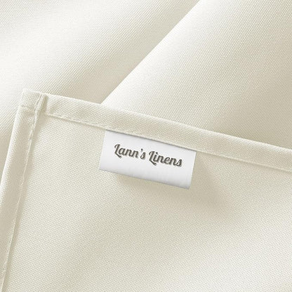 Lann's Linens 60 x 126 Inch Rectangular Tablecloth, Washable Polyester Fabric Table Cloth for Dining Tables, Parties, Restaurants, Weddings - Ivory