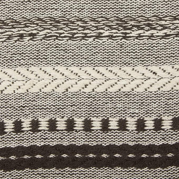 DII Farmhouse Braided Stripe Table Runner Collection, Dark Brown - Image 3