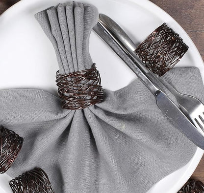ALPHA Living HOME Heavyduty Napkin Rings - 12-Piece Elegant Mesh Metal Napkin Holders, Serviette Rings for Dining Table, Party Decoration, Weddings - Vintage Rustic Farmhouse Table Decor (Bronze)