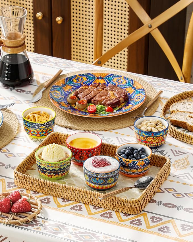 vancasso Ramekins 6 oz Oven Safe, Bohemian Style Creme Brulee Ramekin Set of 6 - Image 2