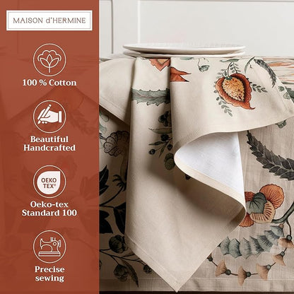Maison d' Hermine Cloth Napkins Set of 4 100% Cotton for Thanksgiving Christmas Decorations Everyday Reusable Square Fall Napkins Cloth Washable Dinner Party (Dalida, 20"x20")