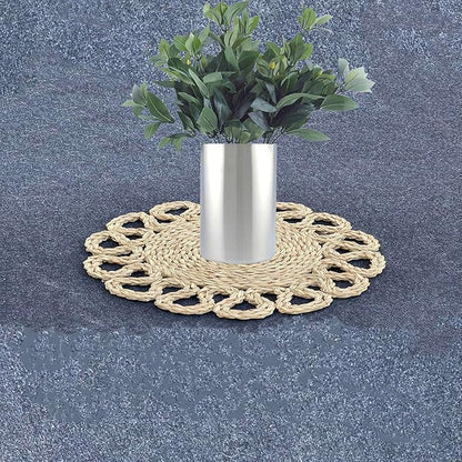 13.8" Set of 10 Round Seagrass Placemats | Boho Woven Rattan Table Mats | Farmhouse Wicker Spring Plate Chargers Like Water Hyacinth, Seagrass for Wedding, Party, Christmas, Events