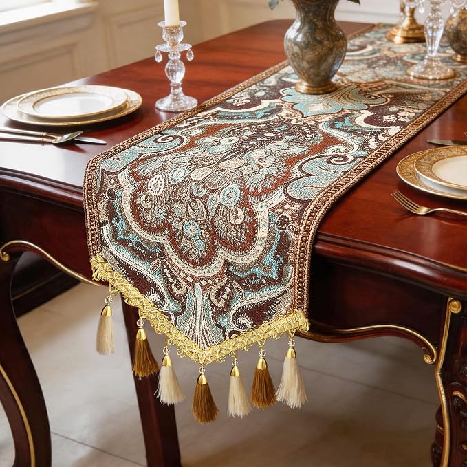Thanksgiving Table Runner 94" Long Brown by Jiino