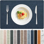 FROMHEART Faux Leather Placemats Set of 12–Waterproof,Heat/Oil Stain-Resistant PU Table Mat–Reversible,Non-Slip,Easy to Clean Place Mats for Kitchen,Dining,Indoor/Outdoor,(Dark Blue,11.8" x 17")