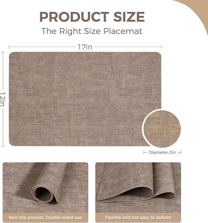 NCUE Vinyl Placemats Set of 4, Heat Resistant, Nonslip Faux Leather Waterproof - Image 4