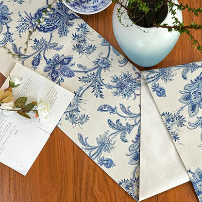 Blue Table Runner Cotton Polyester 12x144 Inch - Image 4