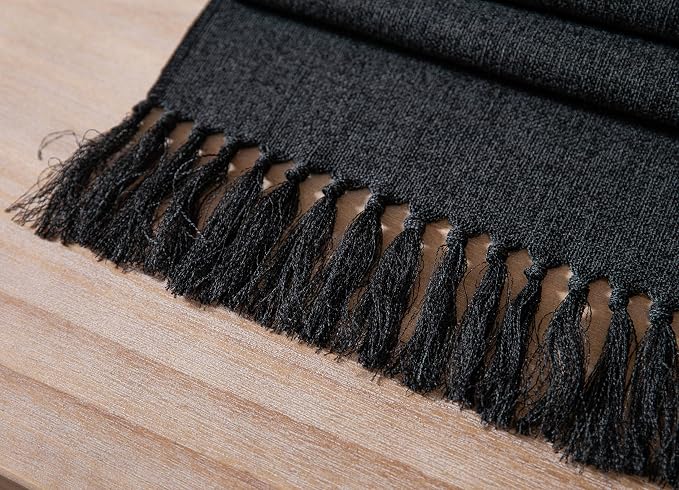 Black Table Runners 60 Inches Long, Burlap Linen Style Rustic Farmhouse Table - Image 6