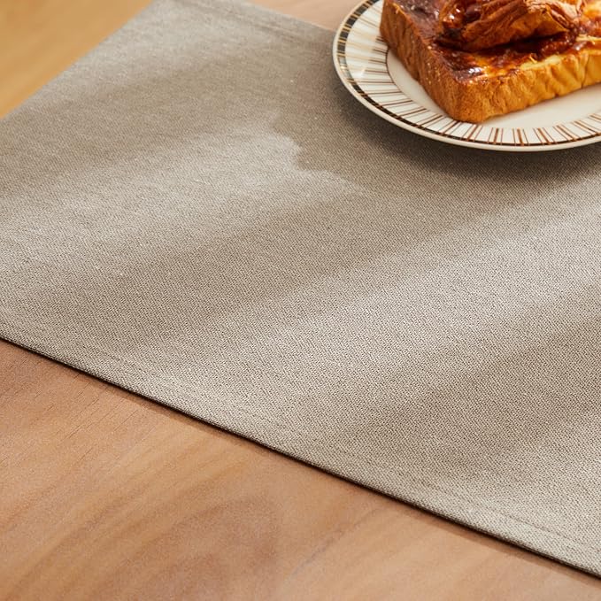 Rustic Cotton Linen Table Runner, 13x108 Inches Cocoa Brown | Farmhouse Style - Image 6
