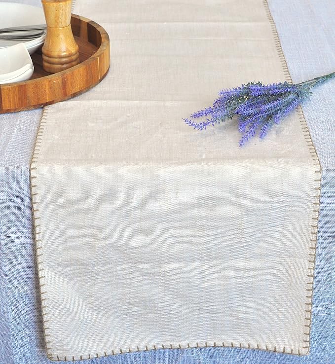 Cotton Table Runner 72 inches Long Decorative Stitched Edge Kitchen Table - Image 2