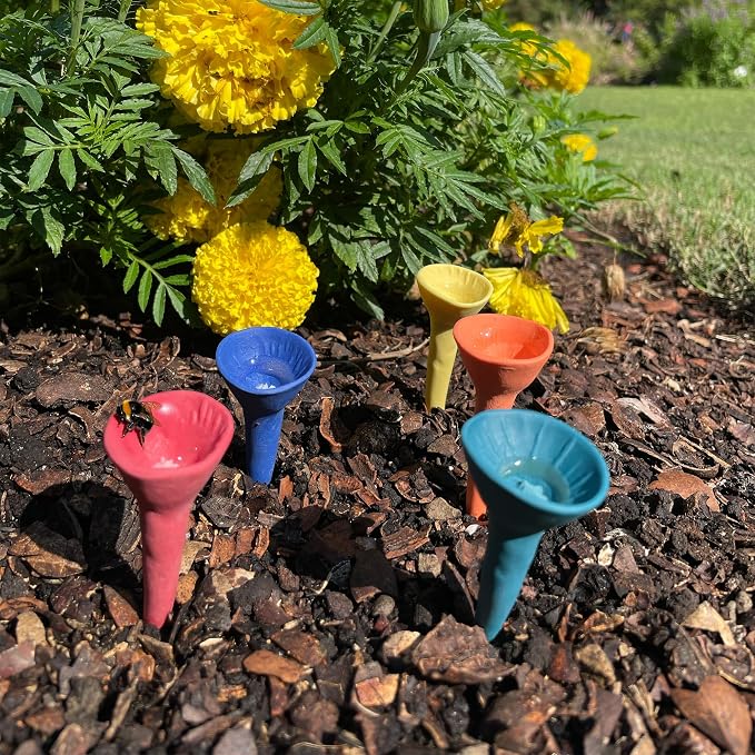 5 Pack, Bee Watering Station, 100% Handmade Porcelain, Bee and Butterfly Feeder - Image 6