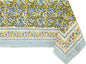 ATOSII Marigold Blue Yellow 100% Cotton Fall Tablecloth, Handblock Print Rectangle Table Cover for Kitchen Dining Linen I Parties, Weddings, Outdoors, Easter Table Decor 60 X 108 Inches I 8 Seater