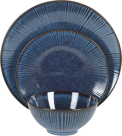 Gibson Elite Midnight Lune Plates and Bowls Sets, 12-Piece Stoneware Dinnerware - Image 10
