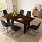 7-Piece Dining Table Set for 6 People, 70.8" MDF Kitchen Table with 6 Upholstered Chairs, Space-Saving for Dining Room, Breakfast Nook(Walnut Table+6 U-Shaped Black Chairs)