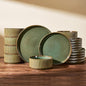 Dinnerware Set for 6, Ceramic Ribbed Plates, Dishes | 18-Piece Stoneware Dinner by FamiwarePremium