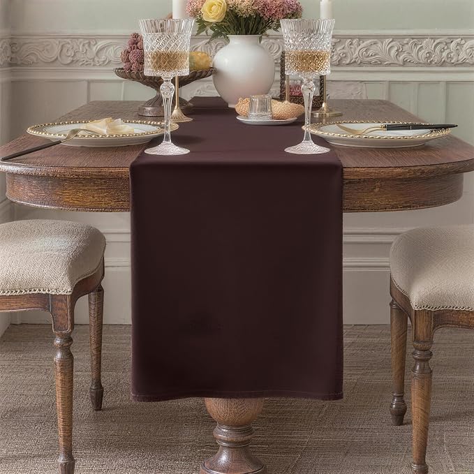 Brown Table Runner, Waterproof Washable Runners 48 Inches Long | Reusable 12x48 by KAIPHO
