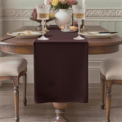 Brown Table Runner, Waterproof Washable Runners 48 Inches Long | Reusable 12x48 by KAIPHO