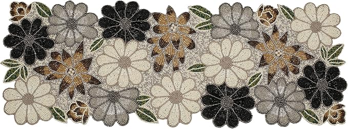 Lightnpro Floral Handmade Decorative Thanksgiving Christmas Beaded Table Runner - Image 2