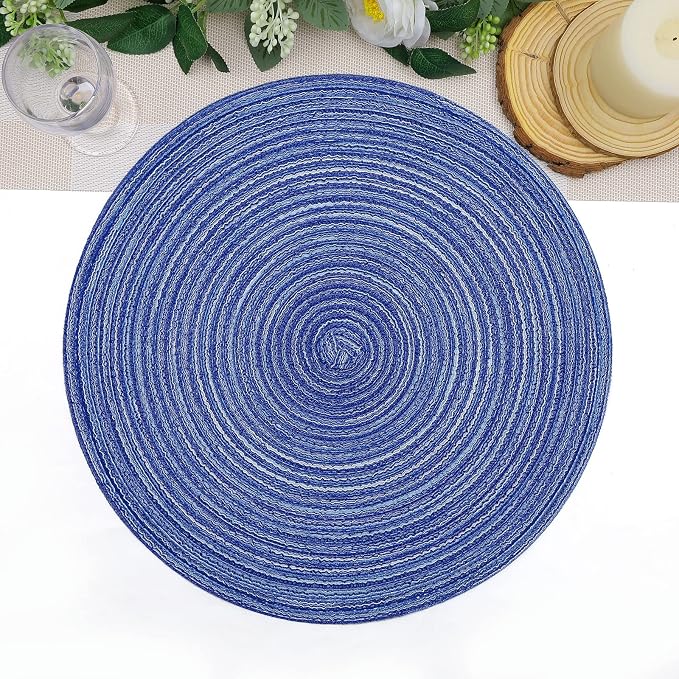SHACOS Round Braided Placemats 15 inch Set of 6 Washable Kitchen Table Placemats - Image 8