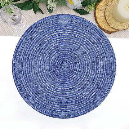 SHACOS Round Braided Placemats 15 inch Set of 6 Washable Kitchen Table Placemats - Image 8