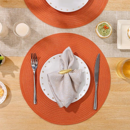 SHACOS Round Placemats Set of 6 Polyester 15 inch Round Braided Place Mats - Image 5
