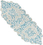 Beaded Table Runner, Sky Blue White, 36x13 | Glass beads on polyester backing by CLEENTABLE