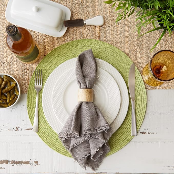 DII Everyday Collection, Fringed Solid Tabletop, Napkin Set, 6 Piece - Image 5