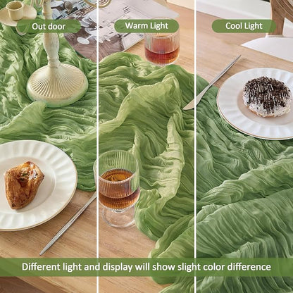 12 Pack Sage Green Cheesecloth Table Runner Boho Gauze Home Decor | 120 Inch - Image 7