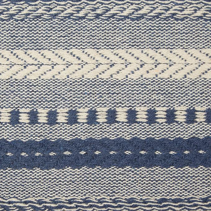 DII Farmhouse Braided Stripe Table Runner Collection, French Blue - Image 3