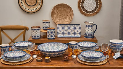 Bico Blue Talavera Pasta Bowls, 35oz Salad Bowl Set of 4, Large Ceramic Serving - Image 7